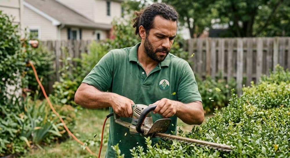 Profissional da GreenEdge cuidando do jardim