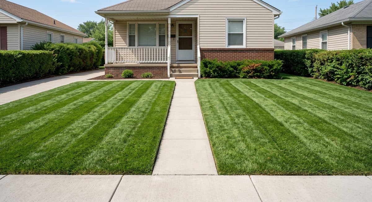 Front lawn after care, striped and lush